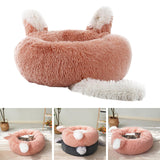 Maxbell Plush Cats Warm House Nonslip Bottom Pet Blanket Bed for Puppy Indoor Cats Light Orange 70cm