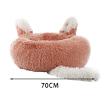 Maxbell Plush Cats Warm House Nonslip Bottom Pet Blanket Bed for Puppy Indoor Cats Light Orange 70cm