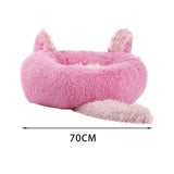 Maxbell Plush Cats Warm House Nonslip Bottom Pet Blanket Bed for Puppy Indoor Cats Pink 70cm