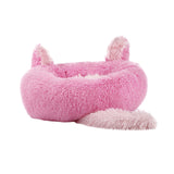 Maxbell Plush Cats Warm House Nonslip Bottom Pet Blanket Bed for Puppy Indoor Cats Pink 70cm