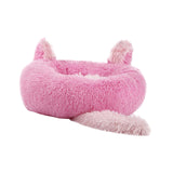 Maxbell Plush Cats Warm House Nonslip Bottom Pet Blanket Bed for Puppy Indoor Cats Pink 70cm