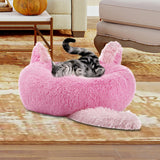 Maxbell Plush Cats Warm House Nonslip Bottom Pet Blanket Bed for Puppy Indoor Cats Pink 70cm