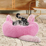 Maxbell Plush Cats Warm House Nonslip Bottom Pet Blanket Bed for Puppy Indoor Cats Pink 70cm