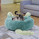 Maxbell Plush Cats Warm House Nonslip Bottom Pet Blanket Bed for Puppy Indoor Cats Green 70cm