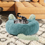 Maxbell Plush Cats Warm House Nonslip Bottom Pet Blanket Bed for Puppy Indoor Cats Green 70cm