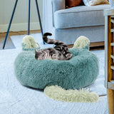 Maxbell Plush Cats Warm House Nonslip Bottom Pet Blanket Bed for Puppy Indoor Cats Green 70cm