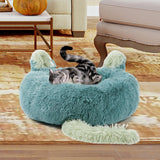 Maxbell Plush Cats Warm House Nonslip Bottom Pet Blanket Bed for Puppy Indoor Cats Green 70cm