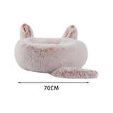 Maxbell Plush Cats Warm House Nonslip Bottom Pet Blanket Bed for Puppy Indoor Cats Grey Pink 70cm