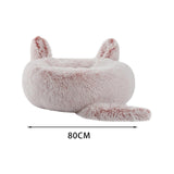 Maxbell Plush Cats Warm House Nonslip Bottom Pet Blanket Bed for Puppy Indoor Cats Grey Pink 80cm