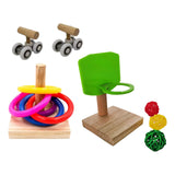 Maxbell Parrot Toys Set of 3 Types Chew Mini Training for Budgies Lovebird Conures