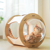 Maxbell Portable Spaceship Shaped Cat Bed with scratch post Removable Cushion