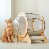 Maxbell Portable Spaceship Shaped Cat Bed with scratch post Removable Cushion