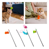 Maxbell Cat Teaser Wand Toy Playing Dog Training Puppy Interactive Cat Feather Toys Orange