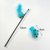 Maxbell Cat Teaser Wand Toy Playing Dog Training Puppy Interactive Cat Feather Toys Blue