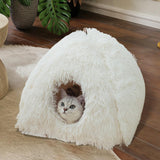 Maxbell Cat Nest Dog Kennel with Removable Cushion Tent House for Kitty Kitten White