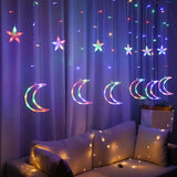 Maxbell Moon Star String Lights Hanging Lights Curtain Lights for Home Colorful