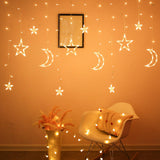 Maxbell Moon Star String Lights Hanging Lights Curtain Lights for Home Warm White