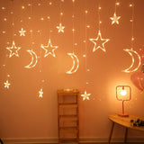 Maxbell Moon Star String Lights Hanging Lights Curtain Lights for Home Warm White