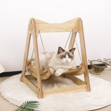 Maxbell Cat Hammock Bed Lounger Scratching Rope Pet Hanging Swing for Rabbit Kitten Triangle Wood