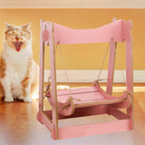 Maxbell Cat Hammock Bed Lounger Scratching Rope Pet Hanging Swing for Rabbit Kitten Pink