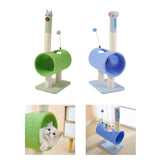 Maxbell Cute Cat Tunnel Plush Climbing Tower Height 71cm for Indoor Cats Durable Green