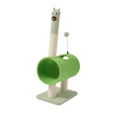 Maxbell Cute Cat Tunnel Plush Climbing Tower Height 71cm for Indoor Cats Durable Green