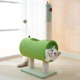 Maxbell Cute Cat Tunnel Plush Climbing Tower Height 71cm for Indoor Cats Durable Green