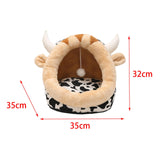 Maxbell Cat House Dog Nest Dog Bed Removable Cushion Kennel Cat Beds for Indoor Cats S  Cow
