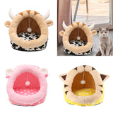 Maxbell Cat House Dog Nest Dog Bed Removable Cushion Kennel Cat Beds for Indoor Cats S  Cow