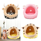 Maxbell Cat House Dog Nest Dog Bed Removable Cushion Kennel Cat Beds for Indoor Cats S  Cow