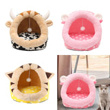 Maxbell Cat House Dog Nest Dog Bed Removable Cushion Kennel Cat Beds for Indoor Cats S  Cow