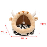 Maxbell Cat House Dog Nest Dog Bed Removable Cushion Kennel Cat Beds for Indoor Cats L  Cow