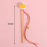 Maxbell Cat Teaser Wand Interactive Kitten Toy Indoor with Bell Chewing Toy Catcher Orange