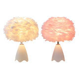 Maxbell Feather Shade Table Lamp Night Light NightStand Lamp for Bedside Decoration White