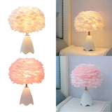 Maxbell Feather Shade Table Lamp Night Light NightStand Lamp for Bedside Decoration White