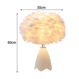 Maxbell Feather Shade Table Lamp Night Light NightStand Lamp for Bedside Decoration White