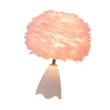 Maxbell Feather Shade Table Lamp Night Light NightStand Lamp for Bedside Decoration Pink