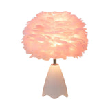 Maxbell Feather Shade Table Lamp Night Light NightStand Lamp for Bedside Decoration Pink