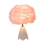 Maxbell Feather Shade Table Lamp Night Light NightStand Lamp for Bedside Decoration Pink