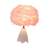 Maxbell Feather Shade Table Lamp Night Light NightStand Lamp for Bedside Decoration Pink