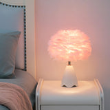 Maxbell Feather Shade Table Lamp Night Light NightStand Lamp for Bedside Decoration Pink