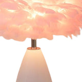 Maxbell Feather Shade Table Lamp Night Light NightStand Lamp for Bedside Decoration Pink