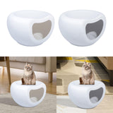 Maxbell Portable Cat Bed Dog Kennel Semienclosed Cat Hideout Dog Bed Pet House Stool White