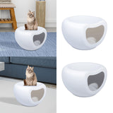 Maxbell Portable Cat Bed Dog Kennel Semienclosed Cat Hideout Dog Bed Pet House Stool White