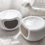 Maxbell Portable Cat Bed Dog Kennel Semienclosed Cat Hideout Dog Bed Pet House Stool White