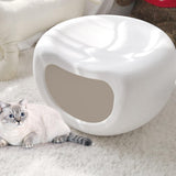 Maxbell Portable Cat Bed Dog Kennel Semienclosed Cat Hideout Dog Bed Pet House Stool White