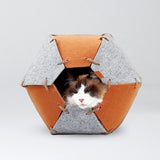 Maxbell Multifunctional Foldable Cave Cat Bed Hideouts Kennel for Kitten Indoor Cats Orange