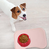 Maxbell Dog Food Mat Placemat Feeding Mat Non Spill Waterproof Pad for Cat Dish Tray Pink