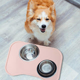 Maxbell Dog Food Mat Placemat Feeding Mat Non Spill Waterproof Pad for Cat Dish Tray Pink