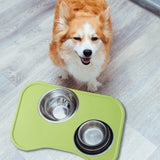 Maxbell Dog Food Mat Placemat Feeding Mat Non Spill Waterproof Pad for Cat Dish Tray Green
